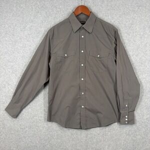 Gioberti Italy Shirt Men's Medium Long Sleeve Pearl Snap Button Up Olive Green